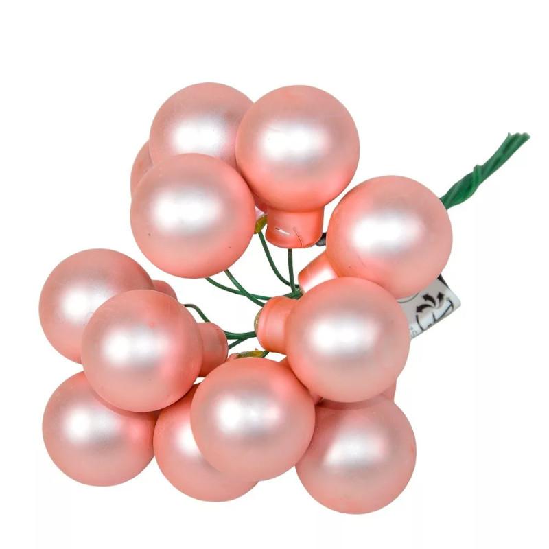 Üveggömb pick 2 cm - Rózsaszín - Matt 12 db