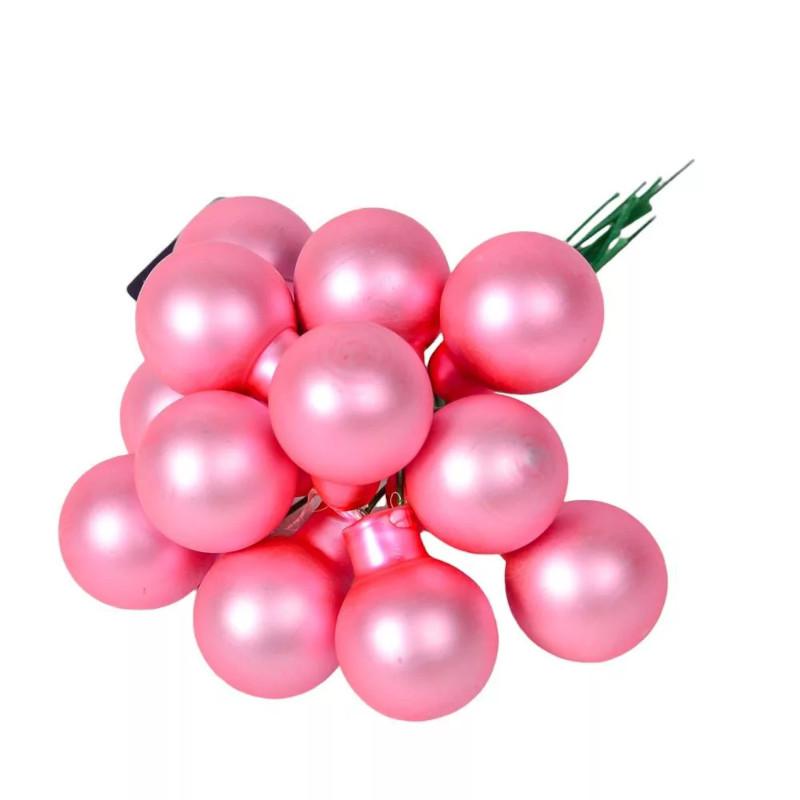 Üveggömb pick 2 cm - Rúzs pink - Matt 12 db