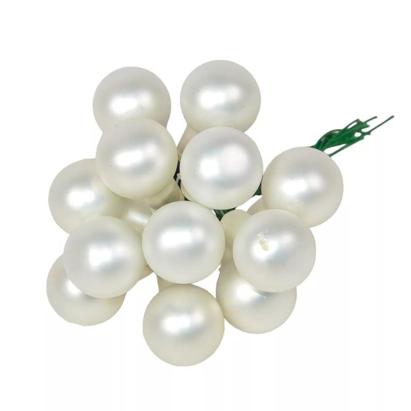 Üveggömb pick 2 cm - Téli fehér - Matt 12 db