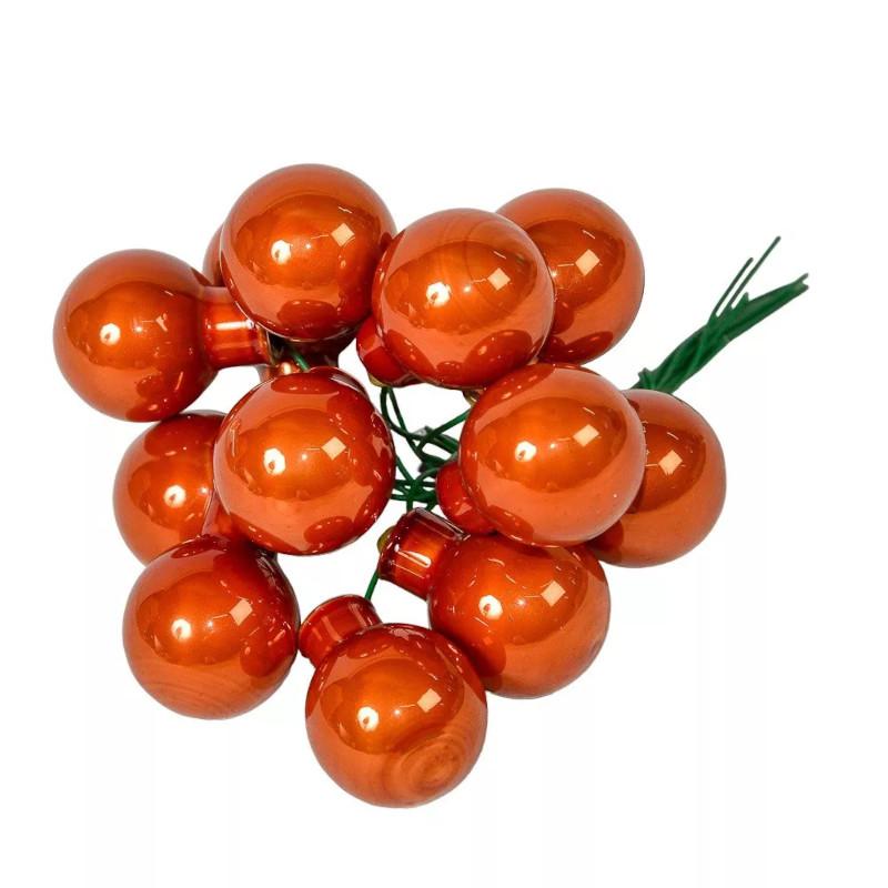 Üveggömb pick 2 cm - Terra barna - Fényes 12 db