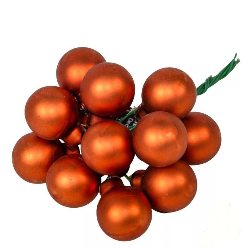 Üveggömb pick 2 cm - Terra barna - Matt 12 db