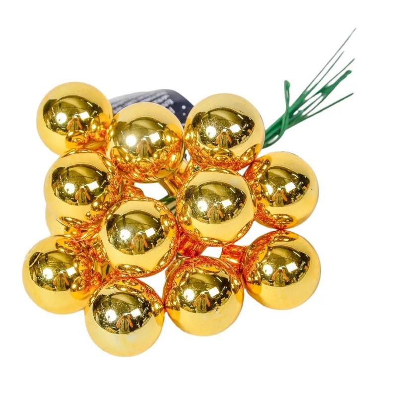 Üveggömb pick 2 cm - Világos arany - Fényes 12 db