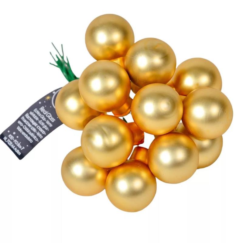 Üveggömb pick 2 cm - Világos arany - Matt 12 db