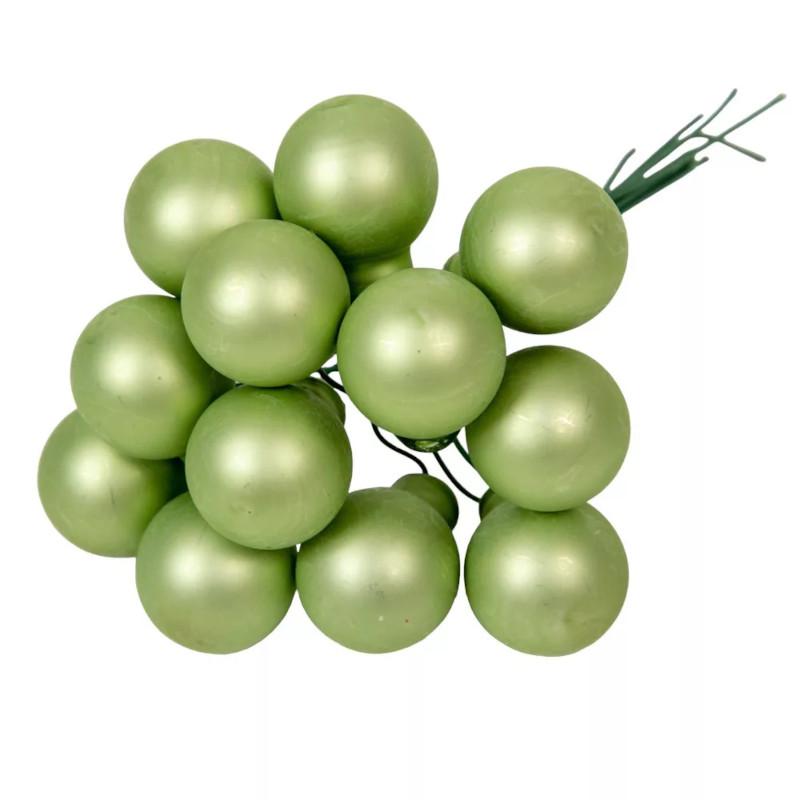 Üveggömb pick 2 cm - Zöld Tea- Matt 12 db