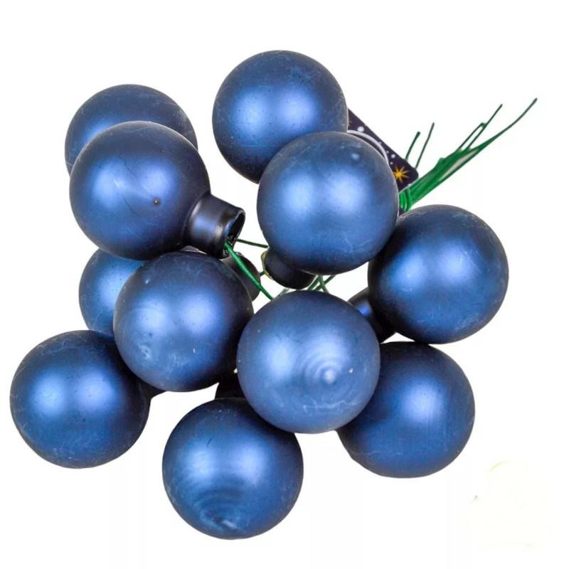 Üveggömb pick 2,5 cm - Éj kék - Matt 12 db