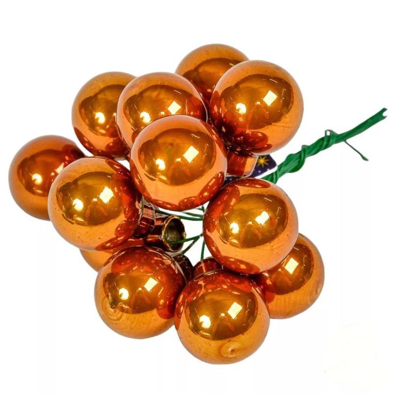 Üveggömb pick 2,5 cm - Fahéj - Fényes 12 db