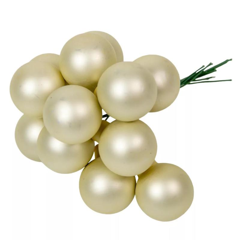 Üveggömb pick 2,5 cm - Fehérmenta - Matt 12 db