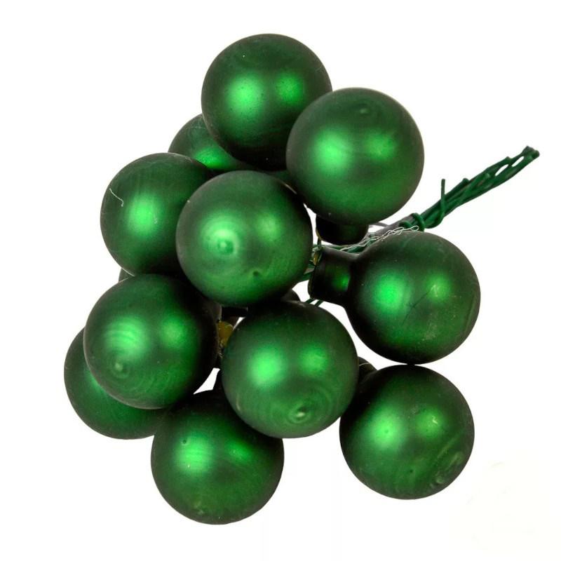 Üveggömb pick 2,5 cm - Fenyő zöld - Matt 12 db