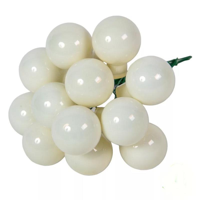 Üveggömb pick 2,5 cm - Gyapjú Fehér - Fényes 12 db