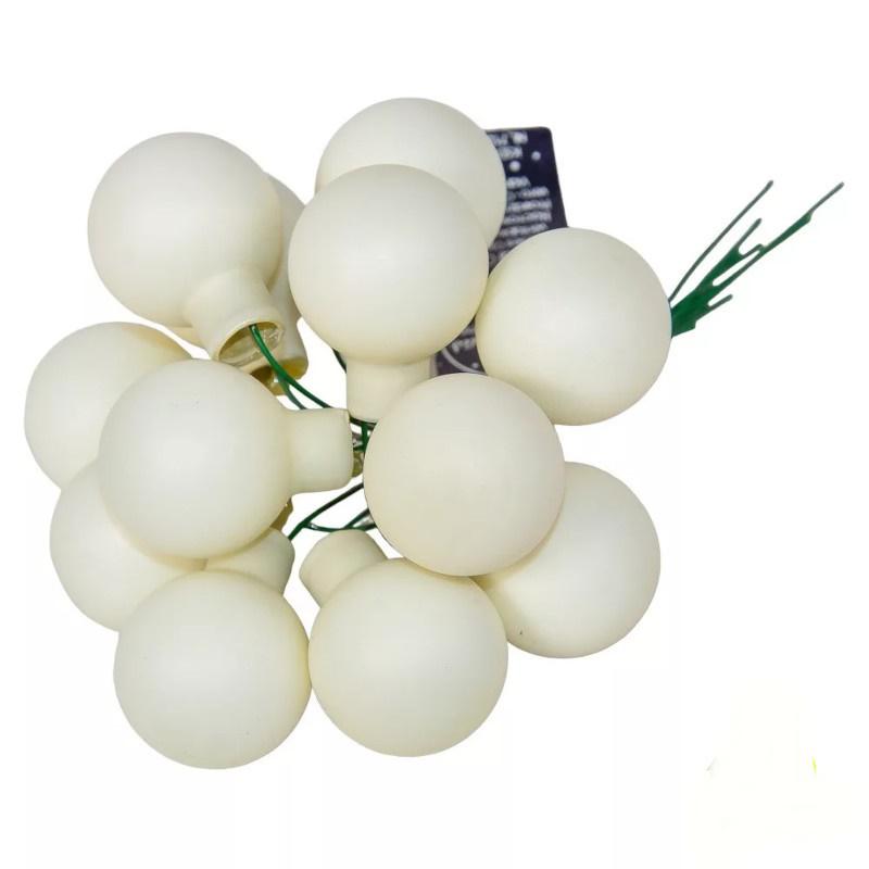 Üveggömb pick 2,5 cm - Gyapjú Fehér - Matt 12 db