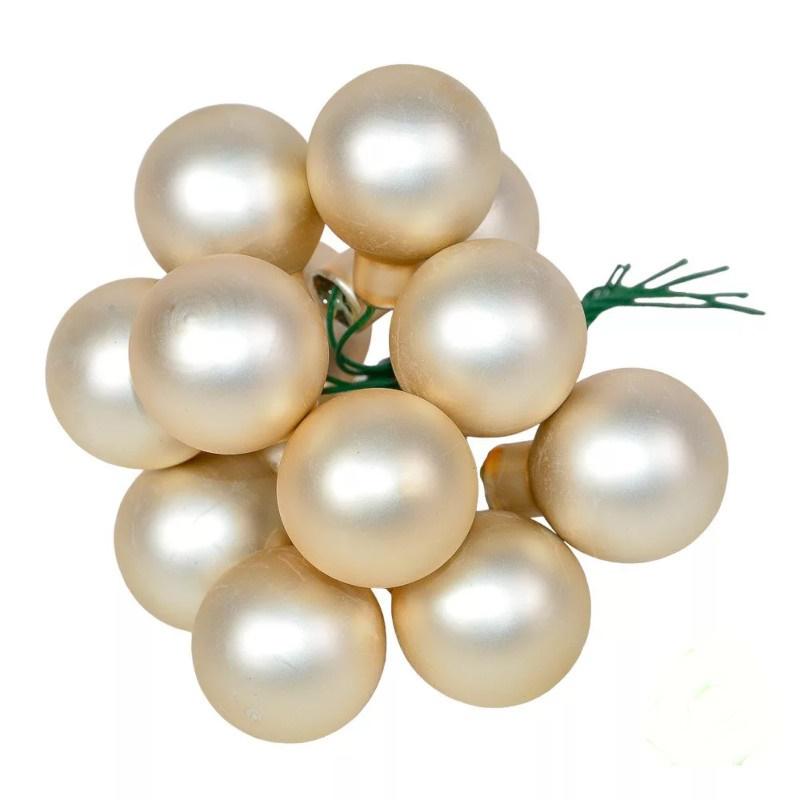 Üveggömb pick 2,5 cm - Gyöngy - Matt 12 db