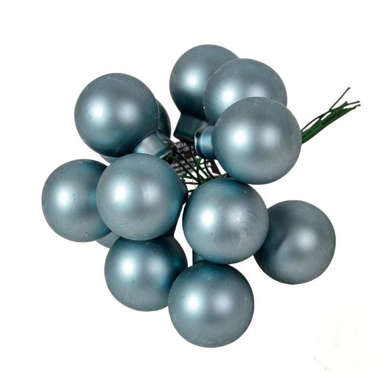 Üveggömb pick 2,5 cm - Hajnal kék - Matt 12 db