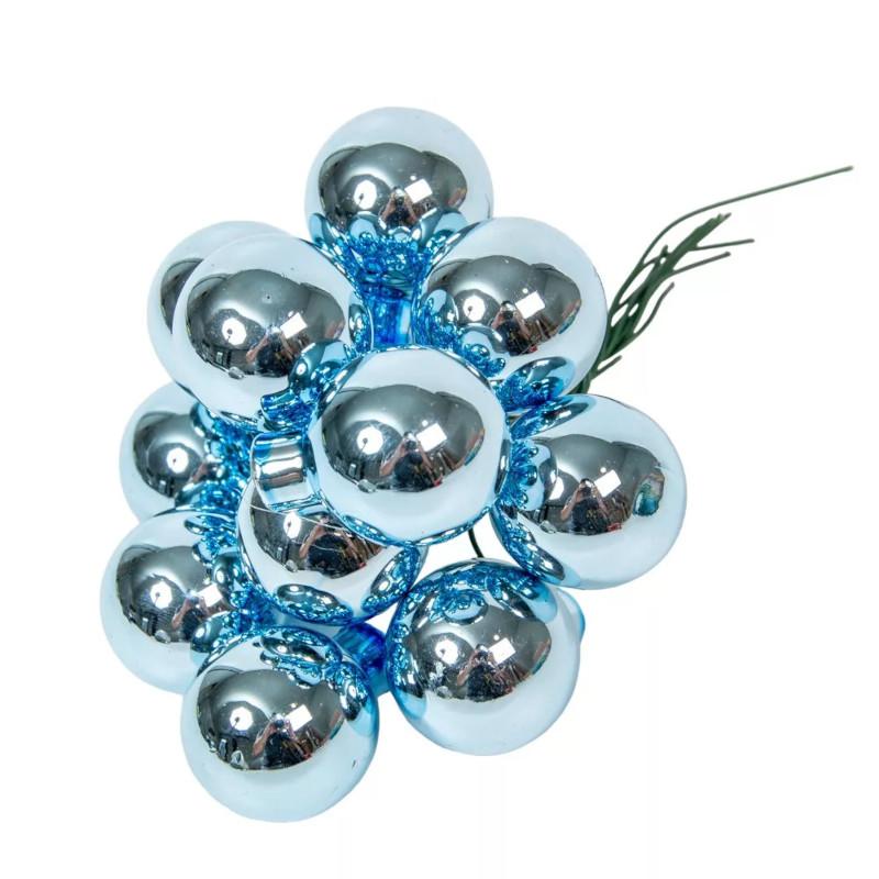 Üveggömb pick 2,5 cm - Jég kék - Fényes 12 db