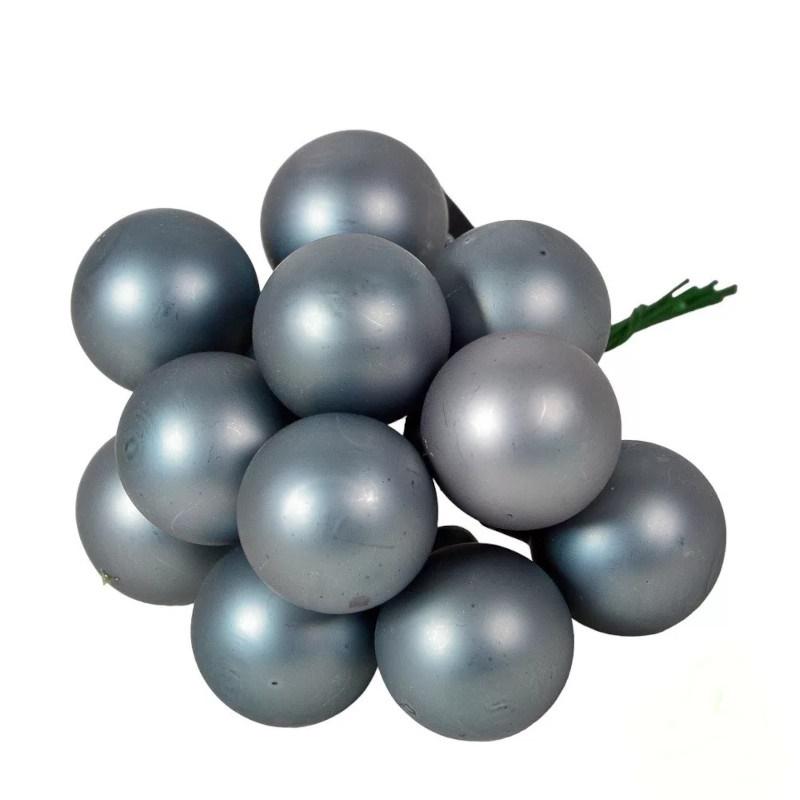 Üveggömb pick 2,5 cm - Kő kék - Matt 12 db