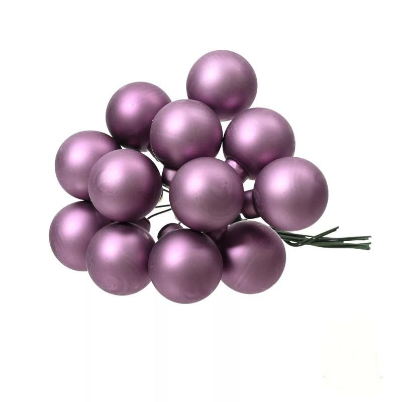 Üveggömb pick 2,5 cm - Kristály lila - Matt 12 db