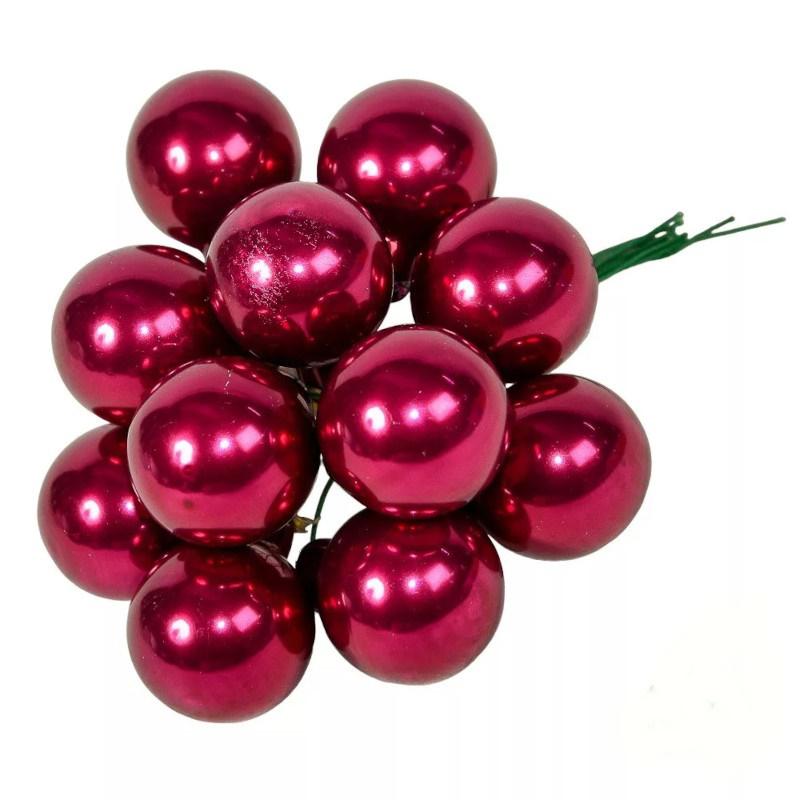 Üveggömb pick 2,5 cm - Magnólia - Fényes 12 db