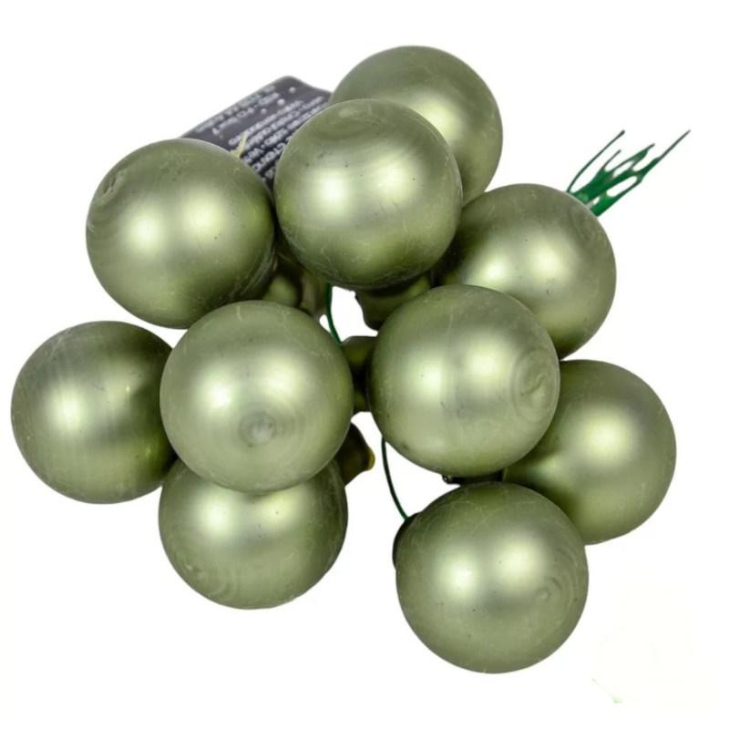 Üveggömb pick 2,5 cm - Mohazöld - Matt 12 db