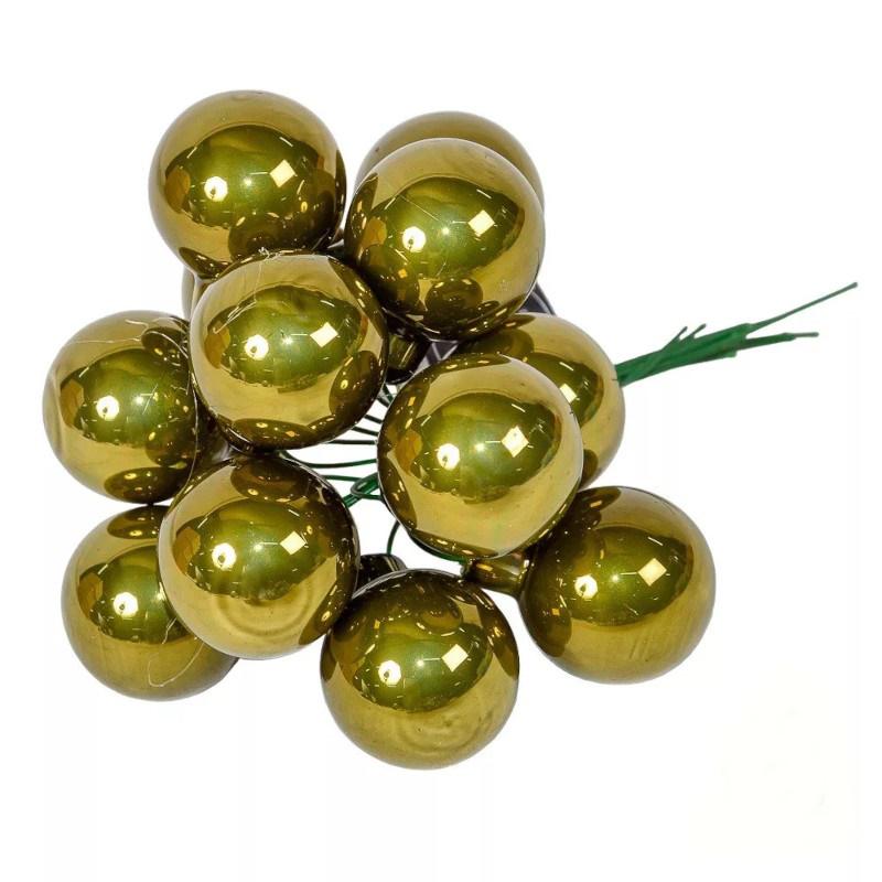 Üveggömb pick 2,5 cm - Mohazöld2 - Fényes 12 db