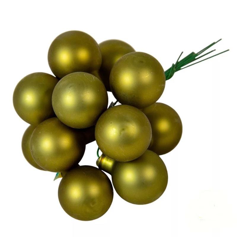 Üveggömb pick 2,5 cm - Mohazöld2 - Matt 12 db