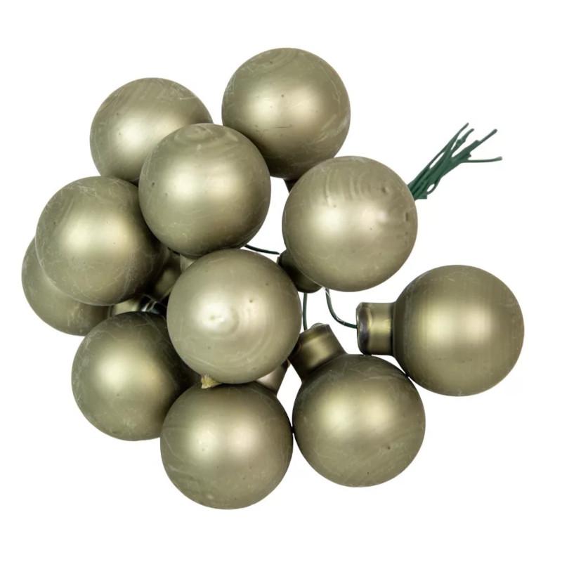 Üveggömb pick 2,5 cm - Rozmaring - Matt 12 db
