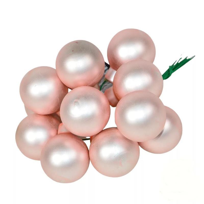 Üveggömb pick 2,5 cm - Rózsaszín - Matt 12 db