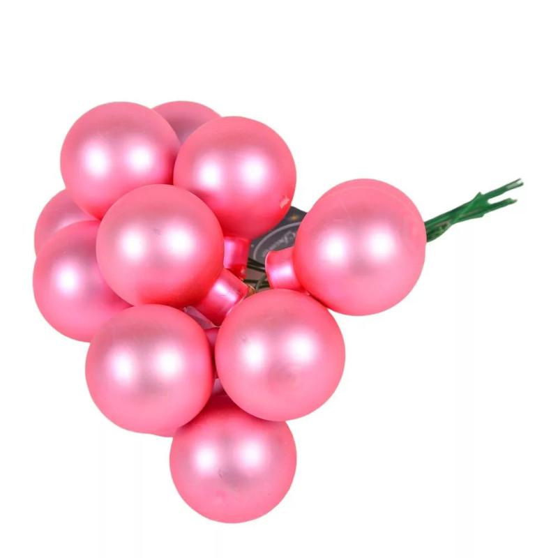 Üveggömb pick 2,5 cm - Rúzs pink - Matt 12 db