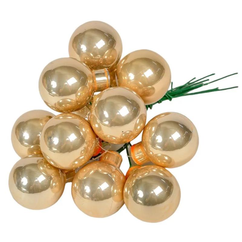 Üveggömb pick 2,5 cm - Tejkaramella - Fényes 12 db