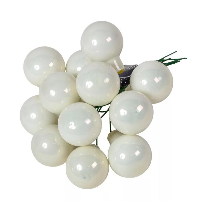 Üveggömb pick 2,5 cm - Téli Fehér - Fényes 12 db