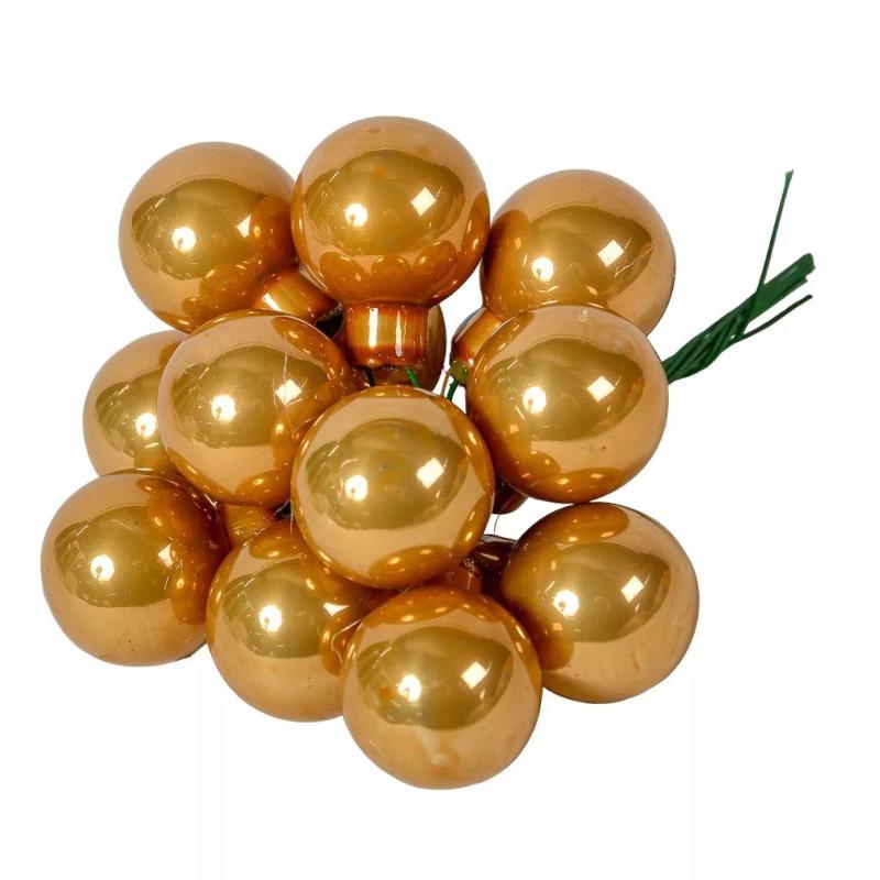 Üveggömb pick 2,5 cm - Világos Barna - Fényes 12 db