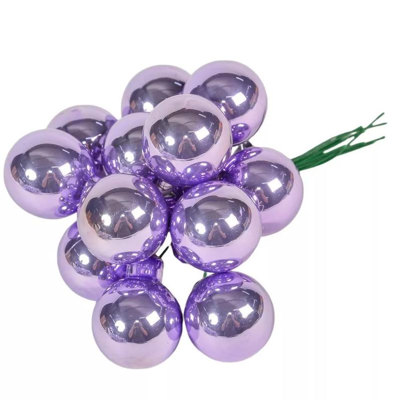 Üveggömb pick 2,5 cm - Világos Lila - Fényes 12 db
