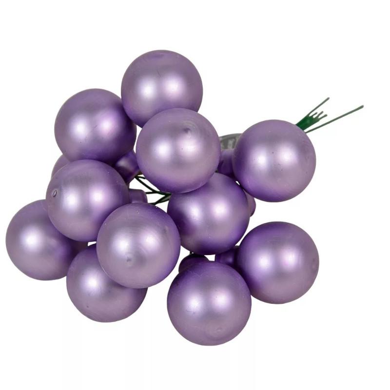 Üveggömb pick 2,5 cm - Világos Lila - Matt 12 db