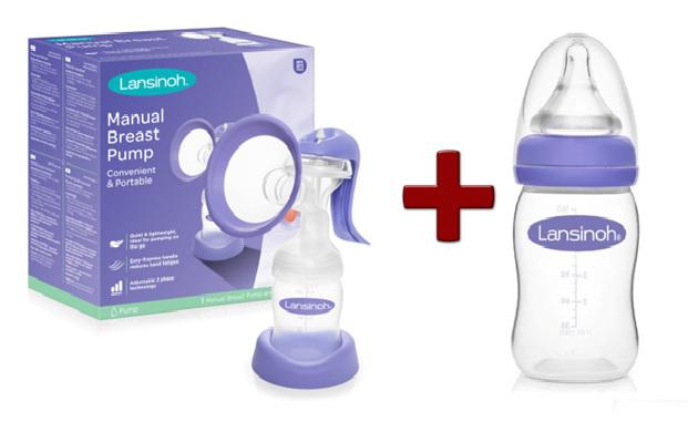 Lansinoh 2 fázisú kézi mellszívó + 160 ml cumisüveg