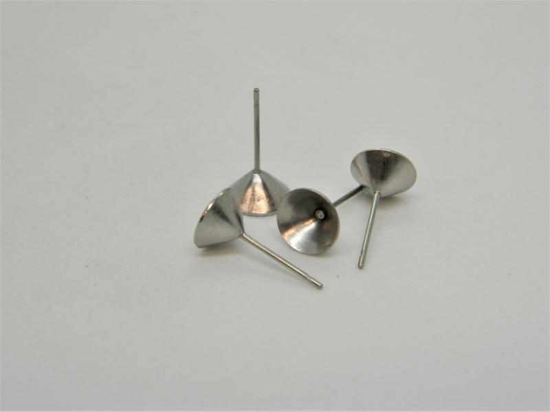 Acél stift kúpos fülbevaló alap 6 mm