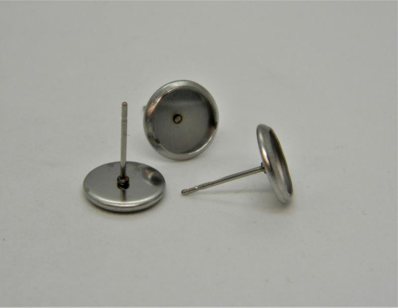 Acél stift peremes 8mm fülbevaló  alap