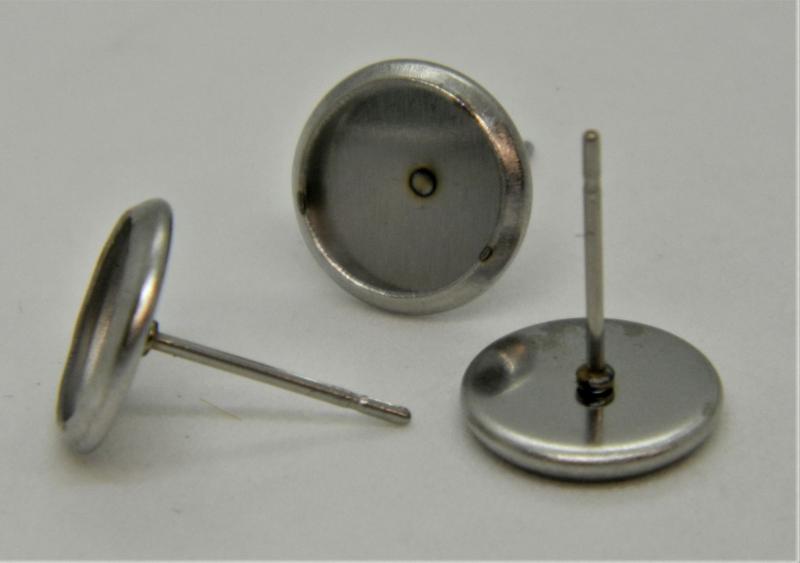 Acél stift peremes fülbevaló alap 6 mm