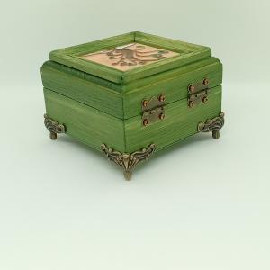 Életfa   fa ékszerdoboz - tűzzománc betéttel