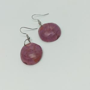 Fa fülbevaló nyírfából-magentás lila