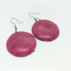 Fa fülbevaló -padlizsános lila