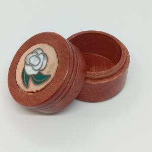 Fa gyűrűs ékszerdoboz-tűzzománc rózsás