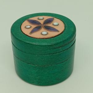 Fa gyűrűs ékszerdoboz-tűzzománc virágos