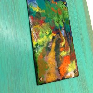 Fa könyv-tűzzománc- erdei út