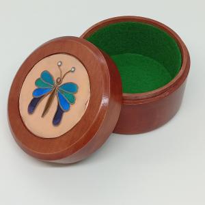 Pillangós fa kerek ékszerdoboz- tűzzománc betéttel