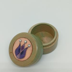 Tulipános fa gyűrűs ékszerdoboz-tűzzománc