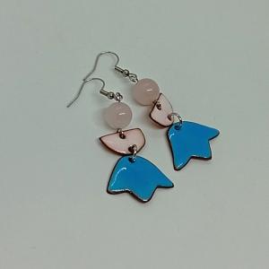 Türkizkék  fehér zománc fülbevaló