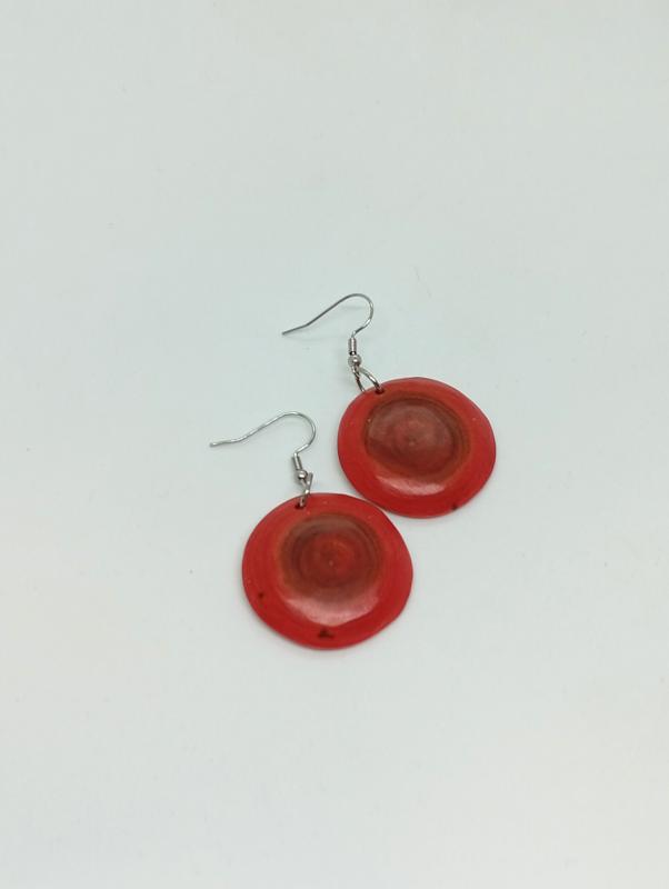 Fa fülbevaló -bordó