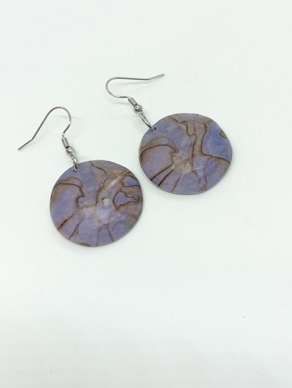 Fa fülbevaló nyírfából-lilás