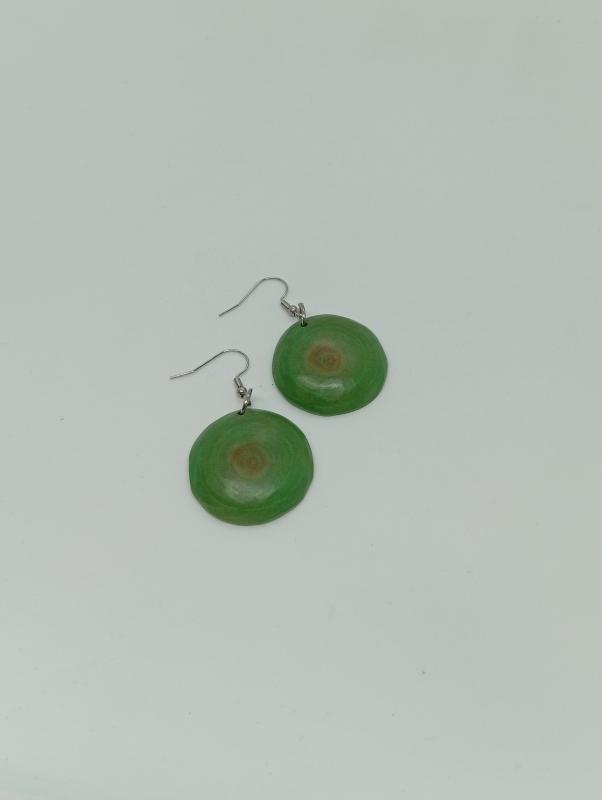 Fa fülbevaló Zöld -barna