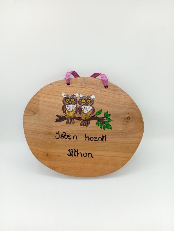 Köszöntő fa ajtótábla