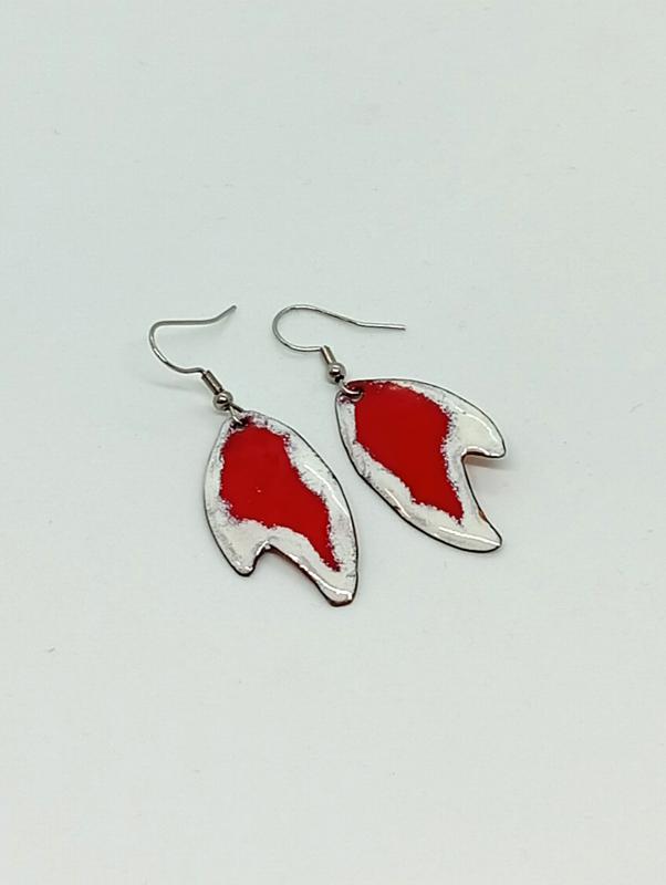 Piros tűzzománc fülbevaló