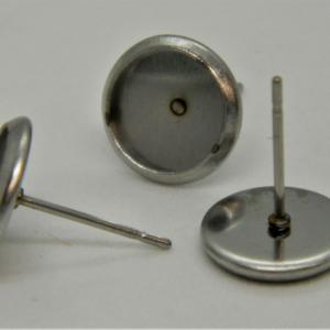 Acél stift peremes fülbevaló alap 6 mm